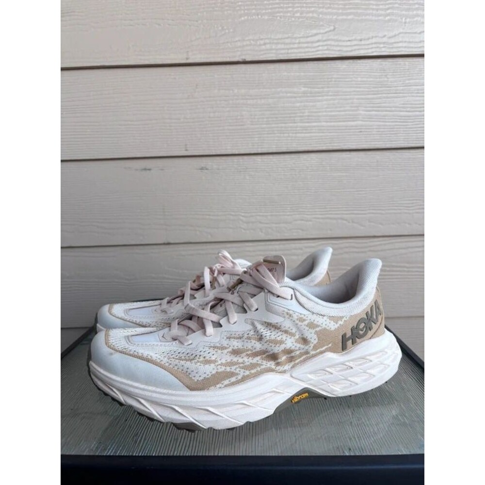 Hoka Speedgoat 5 Vanilla Wheat Vibram Sole Hiking Shoes